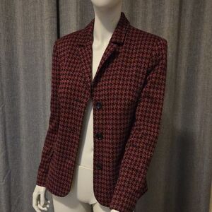 Tu Sosandar Jacket Blazer In Dark Pink & Black Houndstooth